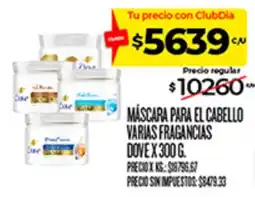 Supermercados DIA Dove mascara para el cabello varias fragancias oferta
