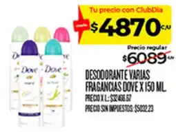 Supermercados DIA Dove desodorante varias fragancias oferta