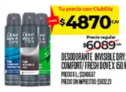 Supermercados DIA Dove desodorante invisible dry comfort/fresh dove oferta