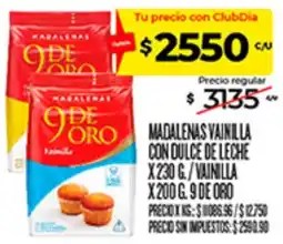 Supermercados DIA 9 de oro madalenas vainilla con dulce de leche oferta
