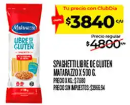 Supermercados DIA Matarazzo spaghetti libre de gluten oferta