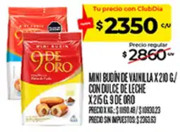 Supermercados DIA 9 de oro mini budín de vainilla con dulce de leche oferta