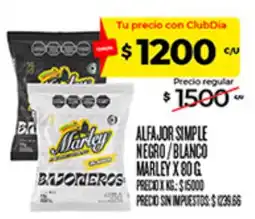 Supermercados DIA Marley alfajor simple negro / blanco oferta