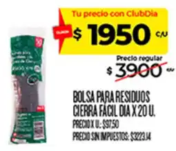 Supermercados DIA Clubdia bolsa para residuos cierra facil dia x 20 u oferta