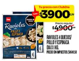 Supermercados DIA Duo ravioles con pollo y espinaca oferta