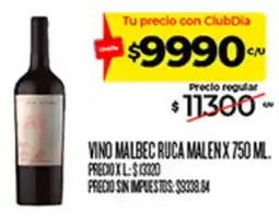 Supermercados DIA Ruca malen vino malbec oferta