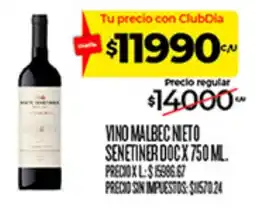Supermercados DIA Senetiner vino malbec nieto oferta