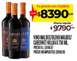 Supermercados DIA Killka vino malbec/blend malbec/cabernet oferta