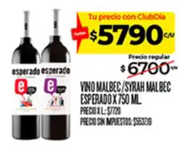 Supermercados DIA esperado vino malbec/syrah malbec oferta