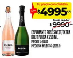 Supermercados DIA Puska espumante rosé sweet/extra brut oferta