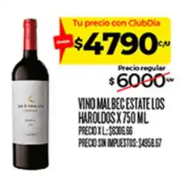 Supermercados DIA Vino malbec estate los haroldos oferta
