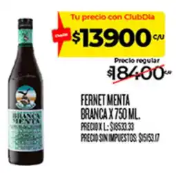 Supermercados DIA Fernet menta branca oferta