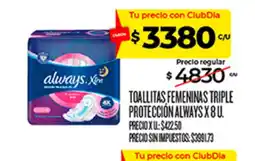 Supermercados DIA Always toallitas femeninas triple protección oferta