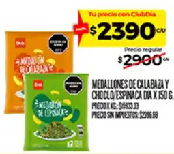 Supermercados DIA D.o. medallones de calabaza y choclo/espina ca dia oferta