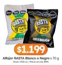 Cordiez Rasta alfajor blanco o negro oferta
