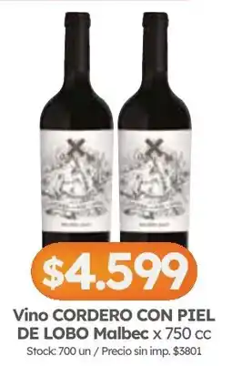 Cordiez Cordero con piel de lobo malbec oferta