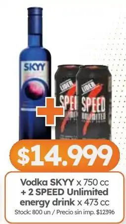 Cordiez Skyy vodka + 2 speed unlimited oferta