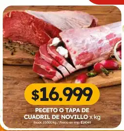 Cordiez Peceto o tapa de cuadril de novillo oferta