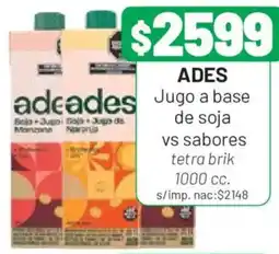 Almacor Ades jugo a base de soja vs sabores oferta