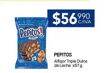 Nini Mayorista Pepitos Alfajor Triple Dulce de Leche X57 g oferta