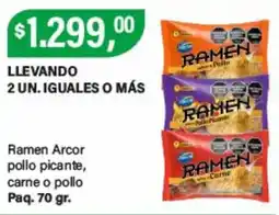 Supermercados Damesco Arcor ramen pollo picante carne o pollo oferta