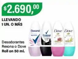 Supermercados Damesco Rexona o Dove desodorantes roll on oferta