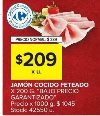 Carrefour Market Jamón Cocido Feteado oferta