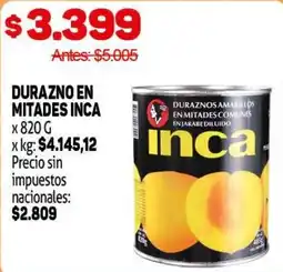 Makro Inca durazno en mitades oferta
