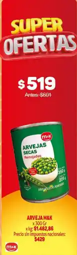 Makro M&K arvejas secas remojadas oferta