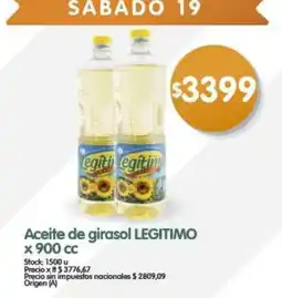 Supermercados Buenos Días Legitimo aceite de girasol oferta
