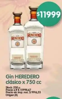Supermercados Buenos Días Heredero gin clásico oferta