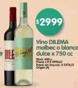Supermercados Buenos Días Dilema vino malbec o blanco dulce oferta