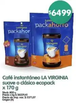 Supermercados Buenos Días La virginia café instantáneo suave o clásico ecopack oferta