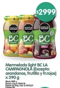 Supermercados Buenos Días BC mermelada light campagnola oferta