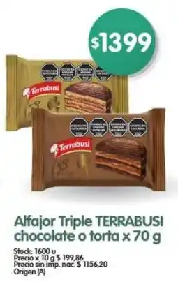 Supermercados Buenos Días Terrabusi alfajor triple chocolate o torta oferta
