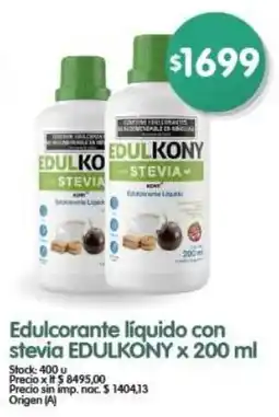 Supermercados Buenos Días Edulcorante liquido con stevia EDULKONY oferta