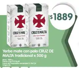 Supermercados Buenos Días Cruz de Malta yerba mate con palo oferta