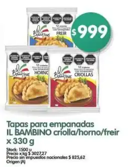 Supermercados Buenos Días Il bambino tapas para empanadas criolla/horno/freir oferta