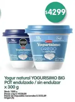 Supermercados Buenos Días Yogurisimo yogur natural big pot oferta