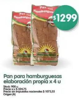 Supermercados Buenos Días Pan para hamburguesas elaboracion propia oferta