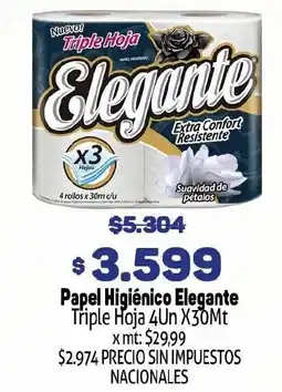 Makro Elegante papel higiénico triple hoja oferta