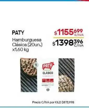 Nini Mayorista Paty Hamburguesa Clásica (20un,) x1,60kg oferta