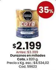 Coto - duraznos en mitades