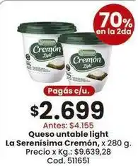 Coto Queso untable light oferta