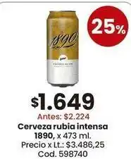 1890 - cerveza rubia intensa , x 473 ml
