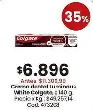 Coto Colgate - crema dental luminous white oferta