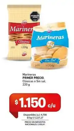 Cooperativa Obrera Primer - marineras clásicas o sin sal oferta