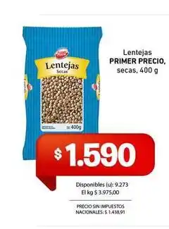 Cooperativa Obrera Primer precio - lentejas secas oferta