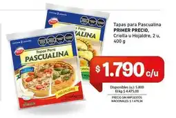 Cooperativa Obrera Primer - tapas para pascualina criolla u hojaldre oferta