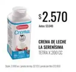 Supermercados Tadicor La serenísima - crema de leche tetra oferta